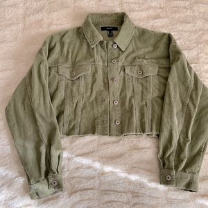 Cropped Frayed Corduroy Jacket